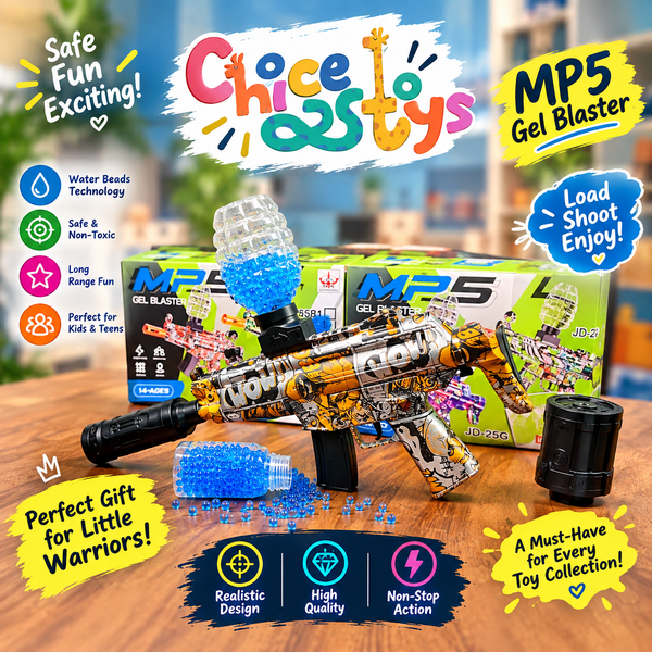 MP5 Soft Gel Blaster Toy Gun for Kids – Safe Foam Bullets