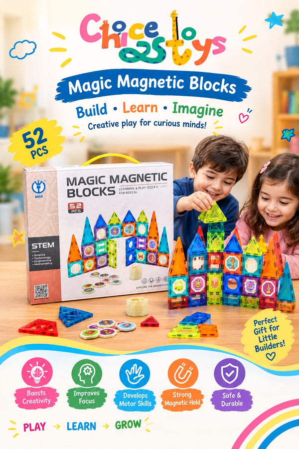 Magnetic Blocks 52pc – STEM Building Toy for Kids
