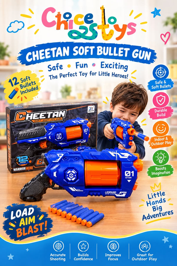 Cheetan Gun Toy for Kids – High-Speed Soft Bullet Blaster